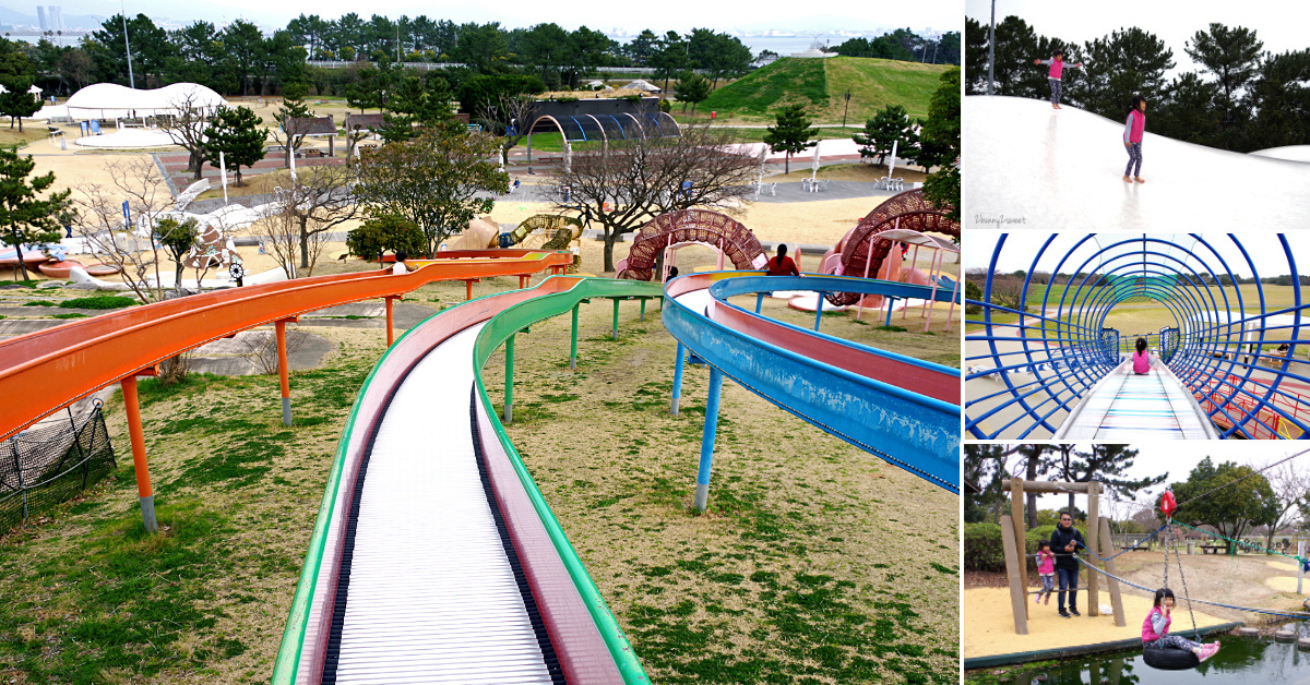 九州福岡特色公園》海之中道海濱公園｜海の中道海浜公園～雲朵蹦蹦床 x 超長溜滑梯 x 水上攀爬網 x 可愛動物區 x 夏季戲水池～親子遊福岡必玩超大型國營公園 @兔兒毛毛姊妹花