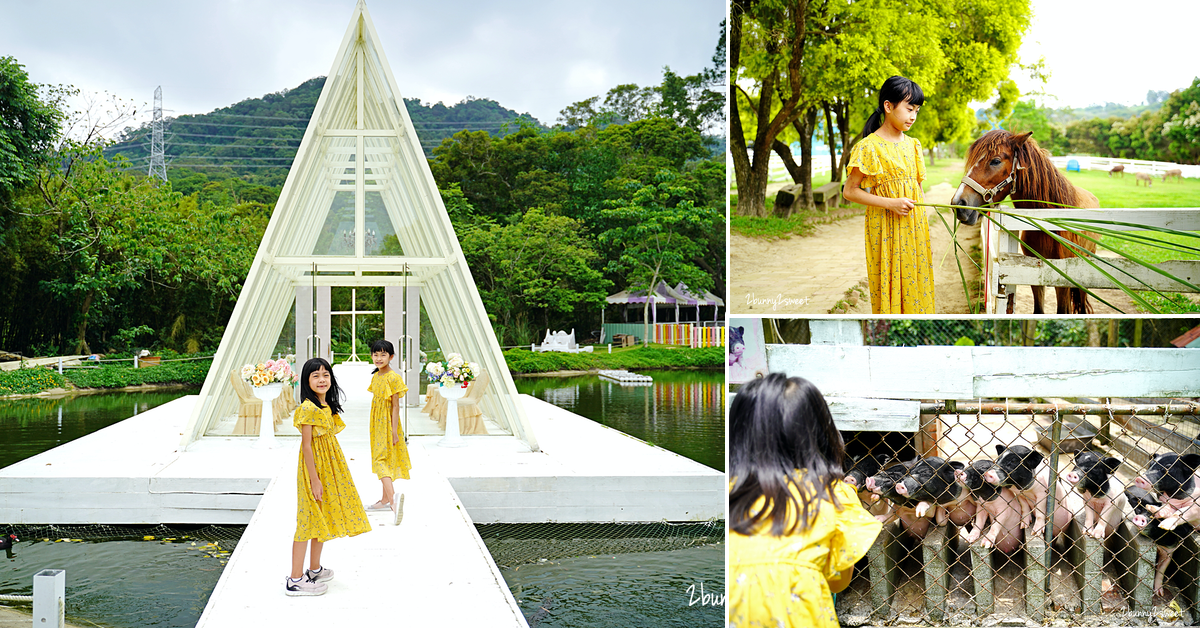 桃園親子景點》大溪富田花園農場～門票換飼料!! 草泥馬、驢子、小豬&#8230;好多動物可以餵食，還有水上玻璃教堂夢幻場景好好拍 @兔兒毛毛姊妹花