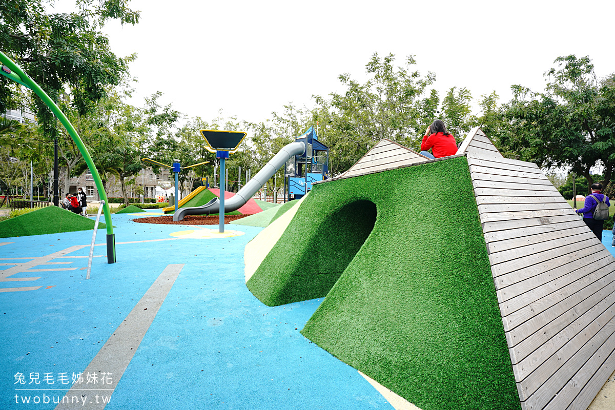 台北特色公園【美崙公園】全新宇宙探索遊戲場～擺盪繩、火箭跳床、太空基地溜滑梯好好玩 @兔兒毛毛姊妹花