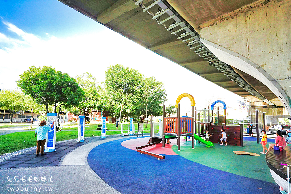 嘉義親子景點》番仔溝公園～路橋下的機器人主題兒童遊戲場，遛小孩免曬太陽 @兔兒毛毛姊妹花