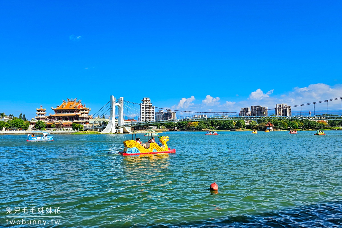 龍潭大池｜桃園免費景點走吊橋、踩天鵝船，還有兒童遊戲場、兒童戲水區可以遛小孩 @兔兒毛毛姊妹花