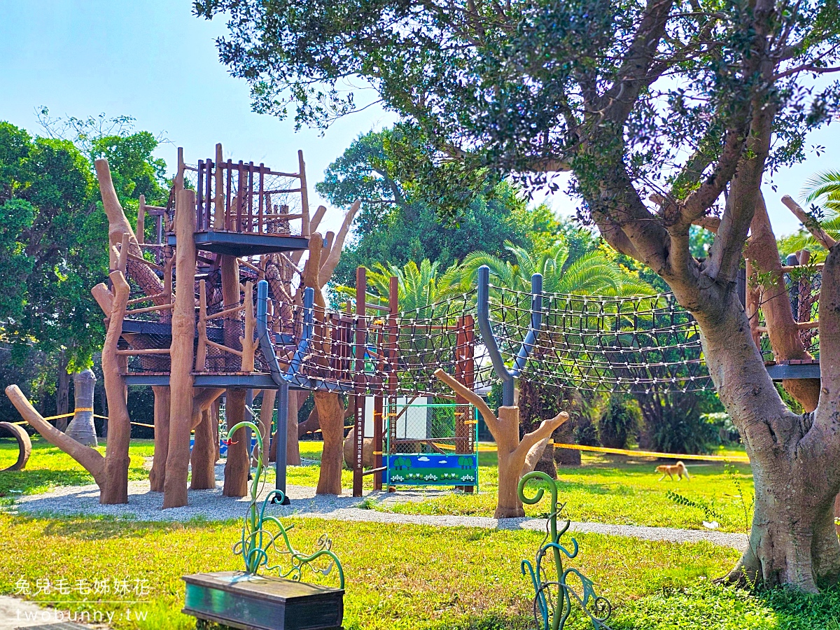 新生公園地球旅行遊戲場｜台北特色公園高難度攀爬雙塔溜滑梯，玩設施還能看飛機 @兔兒毛毛姊妹花