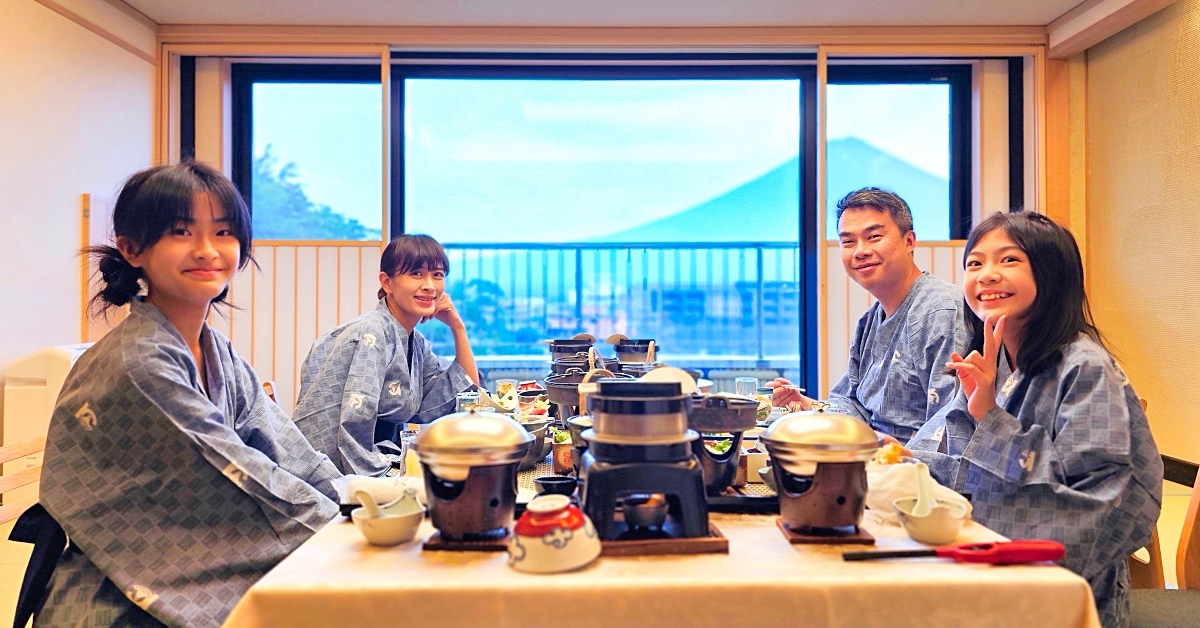 富士河口湖溫泉湖南莊飯店｜房間就能邊泡溫泉邊看富士山，房內享用會席料理晚餐太享受 @兔兒毛毛姊妹花