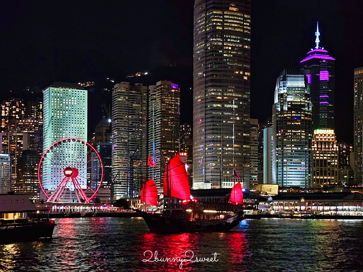 香港維多利亞港遊船「張保仔號」搭乘古典帆船在海面上欣賞「幻彩詠香江」燈光秀 @兔兒毛毛姊妹花