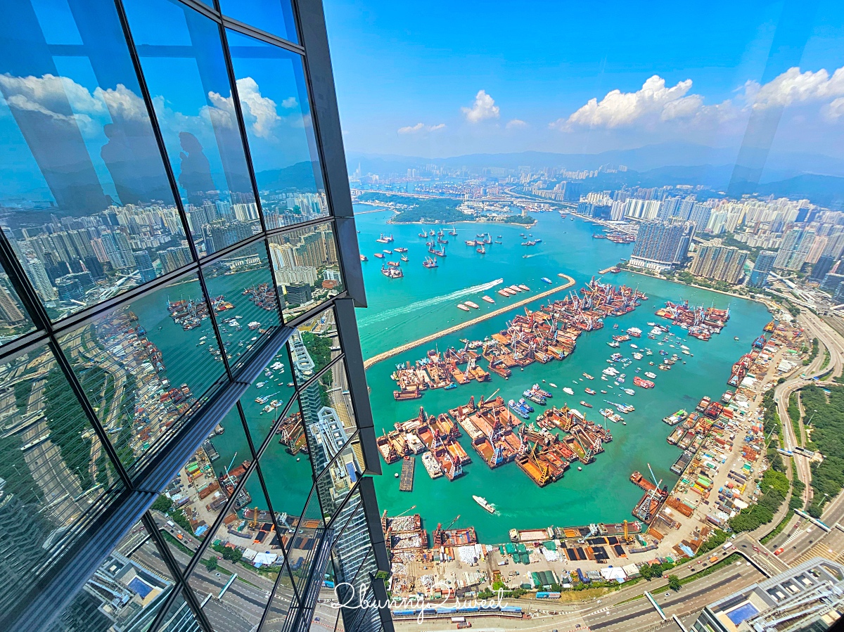 香港景點「天際100香港觀景台」最高地標建築 SKY100 百萬夜景，Café 100 貴婦下午茶 @兔兒毛毛姊妹花