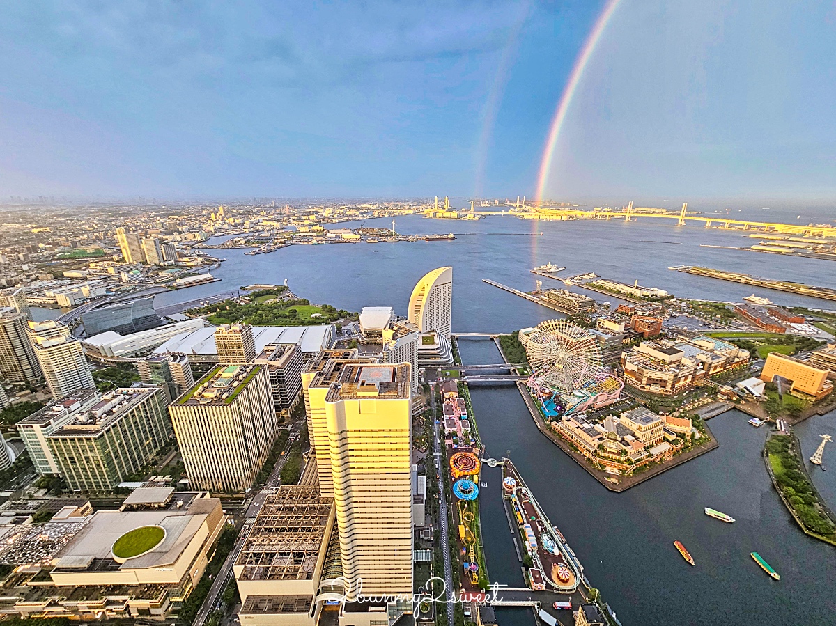 橫濱景點「橫濱地標大廈觀景台」Sky Garden 空中花園絕美百外夜景、摩天輪燈光秀 @兔兒毛毛姊妹花