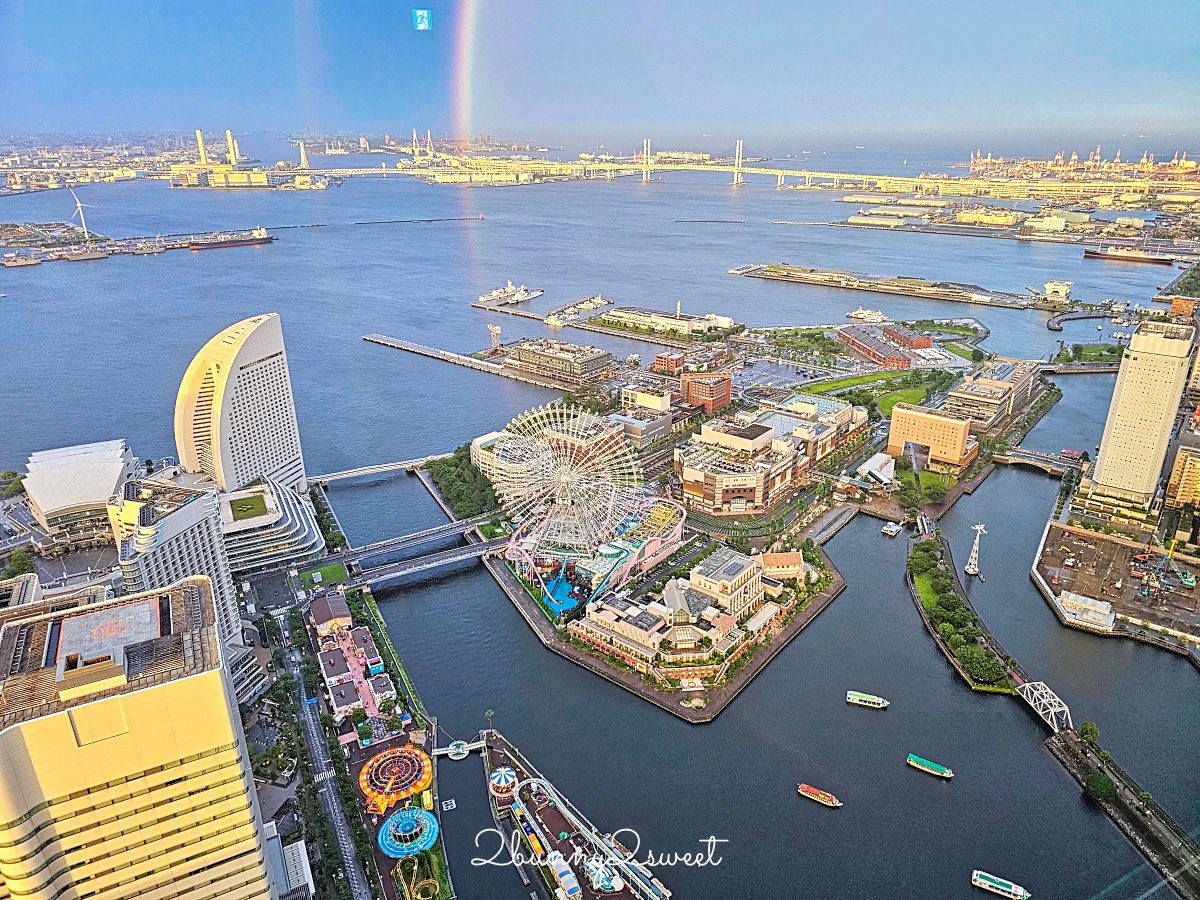 橫濱景點「橫濱地標大廈觀景台」Sky Garden 空中花園絕美百外夜景、摩天輪燈光秀 @兔兒毛毛姊妹花