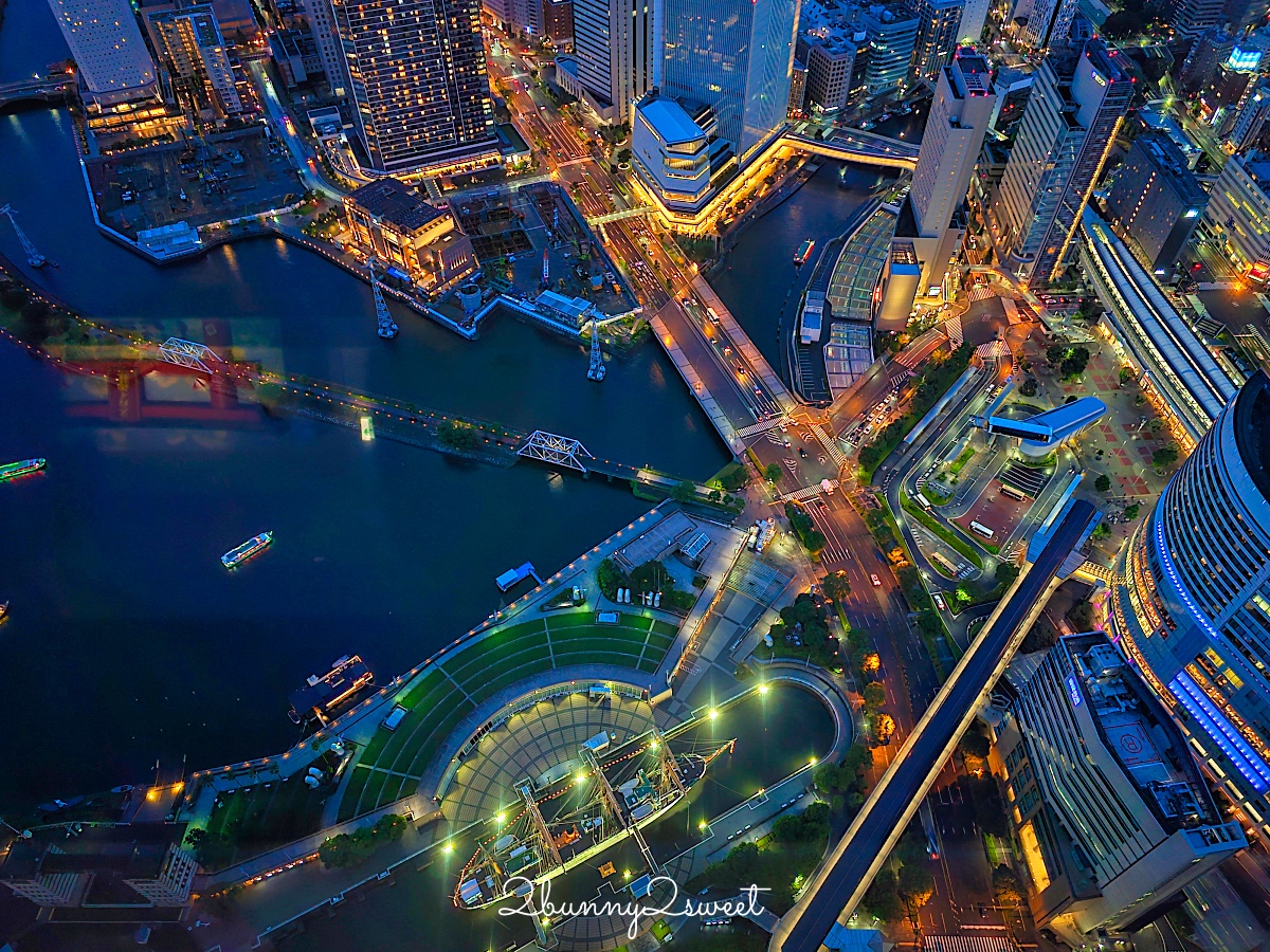 橫濱景點「橫濱地標大廈觀景台」Sky Garden 空中花園絕美百外夜景、摩天輪燈光秀 @兔兒毛毛姊妹花