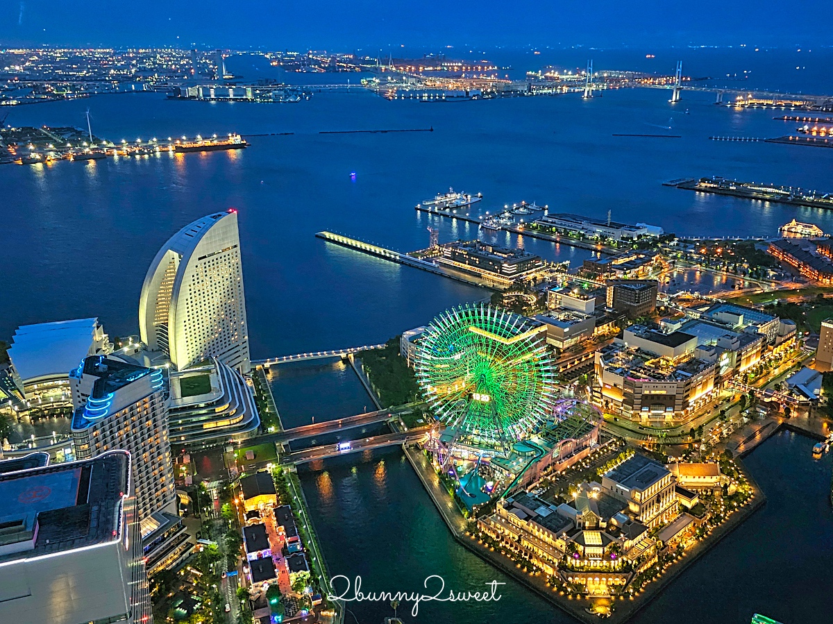 橫濱景點「橫濱地標大廈觀景台」Sky Garden 空中花園絕美百外夜景、摩天輪燈光秀 @兔兒毛毛姊妹花