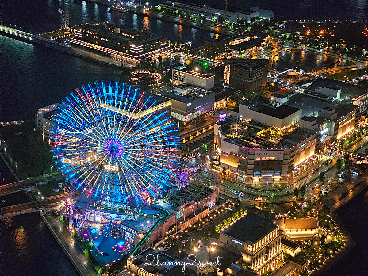 橫濱景點「橫濱地標大廈觀景台」Sky Garden 空中花園絕美百外夜景、摩天輪燈光秀 @兔兒毛毛姊妹花