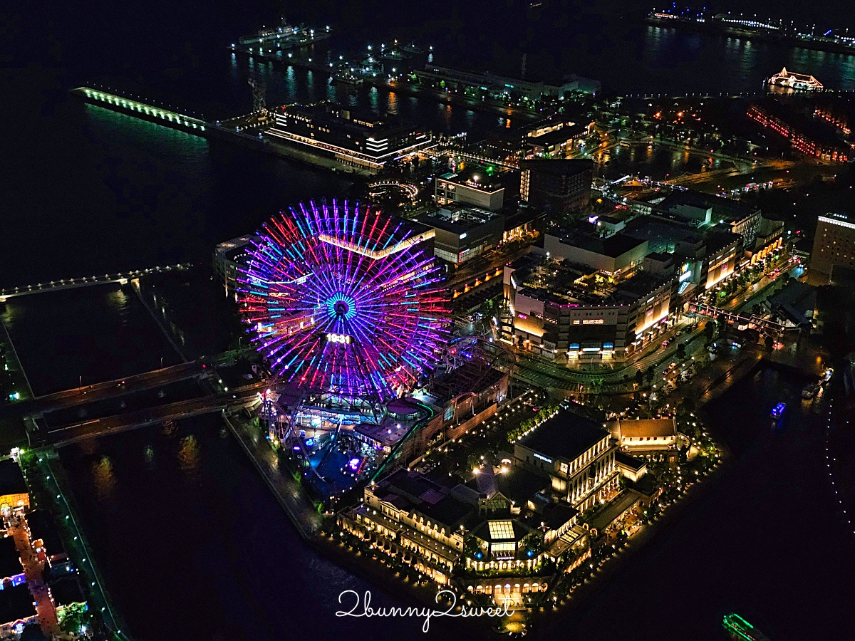 橫濱景點「橫濱地標大廈觀景台」Sky Garden 空中花園絕美百外夜景、摩天輪燈光秀 @兔兒毛毛姊妹花