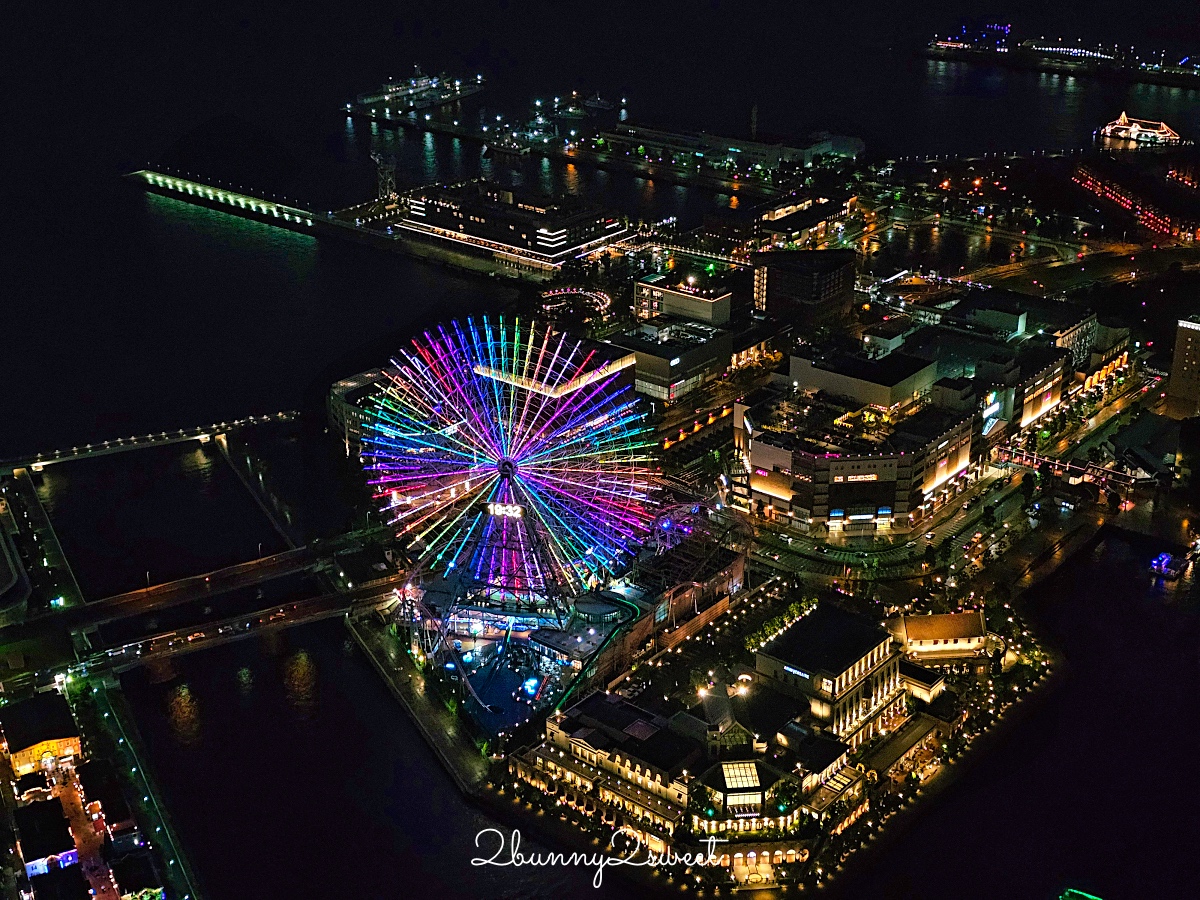 橫濱景點「橫濱地標大廈觀景台」Sky Garden 空中花園絕美百外夜景、摩天輪燈光秀 @兔兒毛毛姊妹花