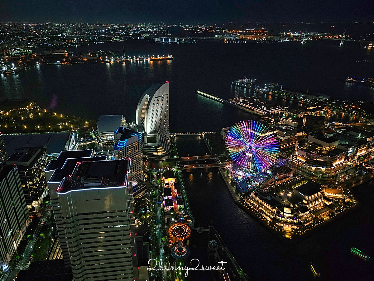 橫濱景點「橫濱地標大廈觀景台」Sky Garden 空中花園絕美百外夜景、摩天輪燈光秀 @兔兒毛毛姊妹花