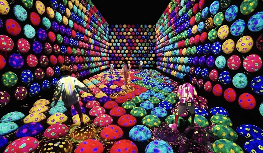 東京絕美打卡景點「豐洲 teamLab Planets」沈浸式光影美術館，水池中花叢裡拍夢幻美照 @兔兒毛毛姊妹花