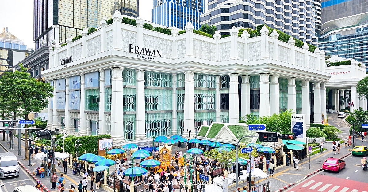 曼谷四面佛商場「Erawan Bangkok」BTS Chit Lom 奇隆站直通，拜完四面佛用餐購物好地方 @兔兒毛毛姊妹花