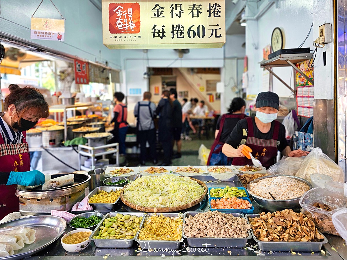 台南美食「金得春捲」國華街永樂市場必吃現包潤餅捲，9種配料好澎湃，8種甜度任選 @兔兒毛毛姊妹花