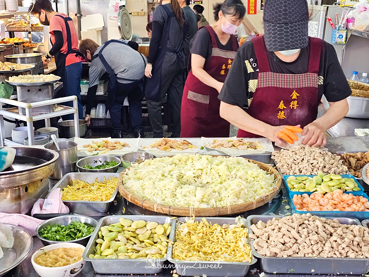 台南美食「金得春捲」國華街永樂市場必吃現包潤餅捲，9種配料好澎湃，8種甜度任選 @兔兒毛毛姊妹花
