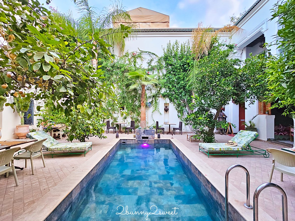 摩洛哥住宿【Riad Les Remparts de La Kasbah】馬拉喀什老城區絕美花園傳統庭院旅館 @兔兒毛毛姊妹花