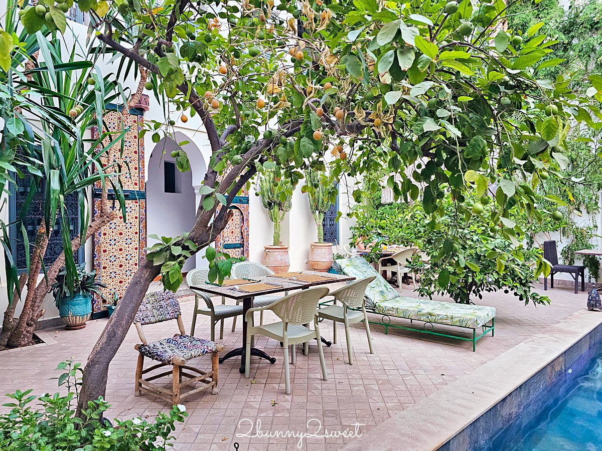 摩洛哥住宿【Riad Les Remparts de La Kasbah】馬拉喀什老城區絕美花園傳統庭院旅館 @兔兒毛毛姊妹花