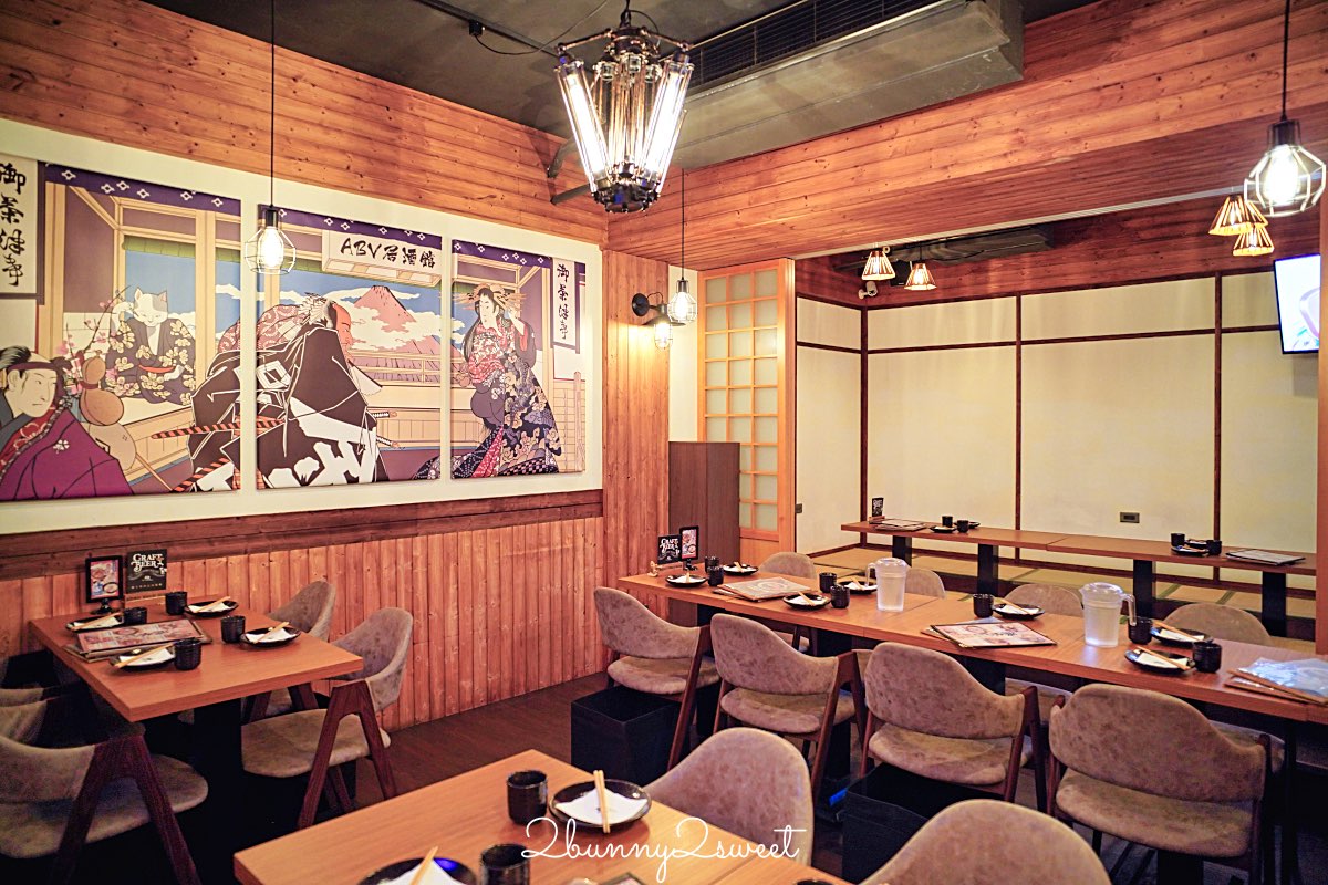 【ABV日式居酒館林口長庚店】林口長庚聚餐必吃居酒屋，稻草燒刺身 &times; 精釀啤酒300款！ @兔兒毛毛姊妹花