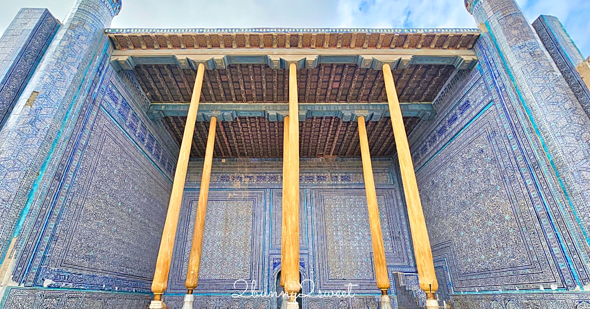 【希瓦可汗舊堡 Konya Ark】走進希瓦汗國王宮，登上【阿克謝赫博博瞭望台 Ak Sheikh-bobo Tower】俯瞰古城藍色天際線 @兔兒毛毛姊妹花