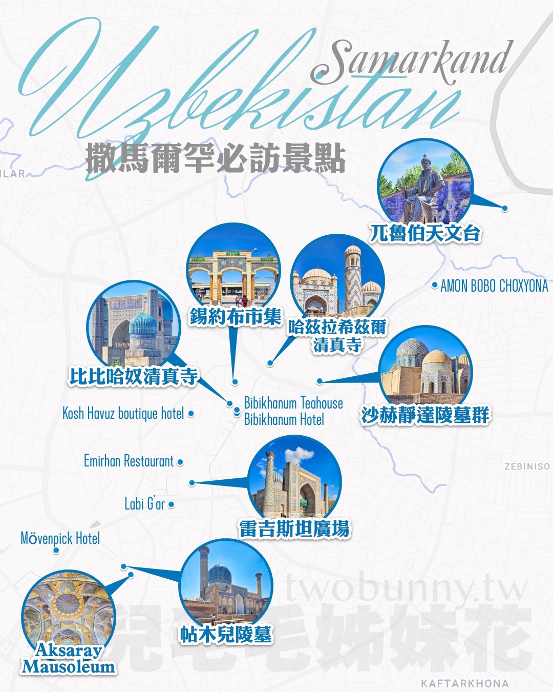 【烏茲別克】撒馬爾罕自由行攻略：中亞絲路必訪！帖木兒帝國傳奇景點、美食、飯店懶人包 @兔兒毛毛姊妹花