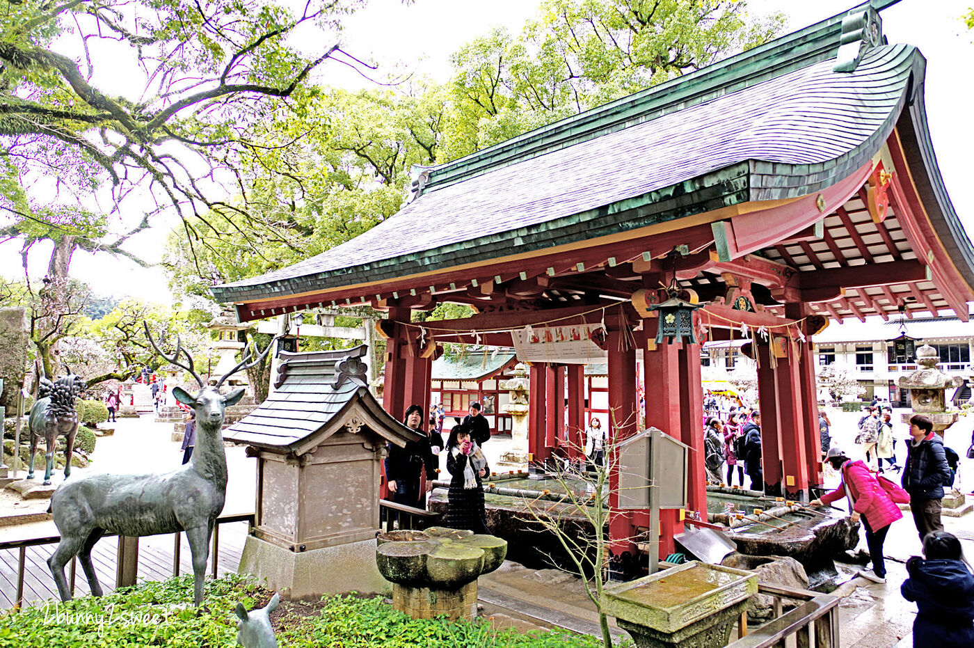 九州福岡景點》太宰府天滿宮半日遊～交通、停車、景點、美食全攻略～必吃一蘭合格拉麵、太宰府名物梅枝餅、壽子屋手工仙貝、天山鬼瓦最中八女茶草莓大福&#038;串蕨，必拍日本十大最美星巴克 @兔兒毛毛姊妹花