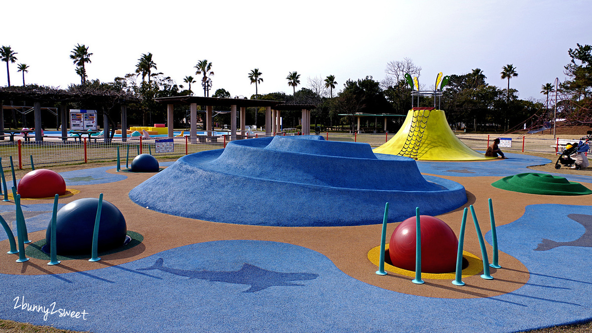 九州福岡特色公園》海之中道海濱公園｜海の中道海浜公園～雲朵蹦蹦床 x 超長溜滑梯 x 水上攀爬網 x 可愛動物區 x 夏季戲水池～親子遊福岡必玩超大型國營公園 @兔兒毛毛姊妹花