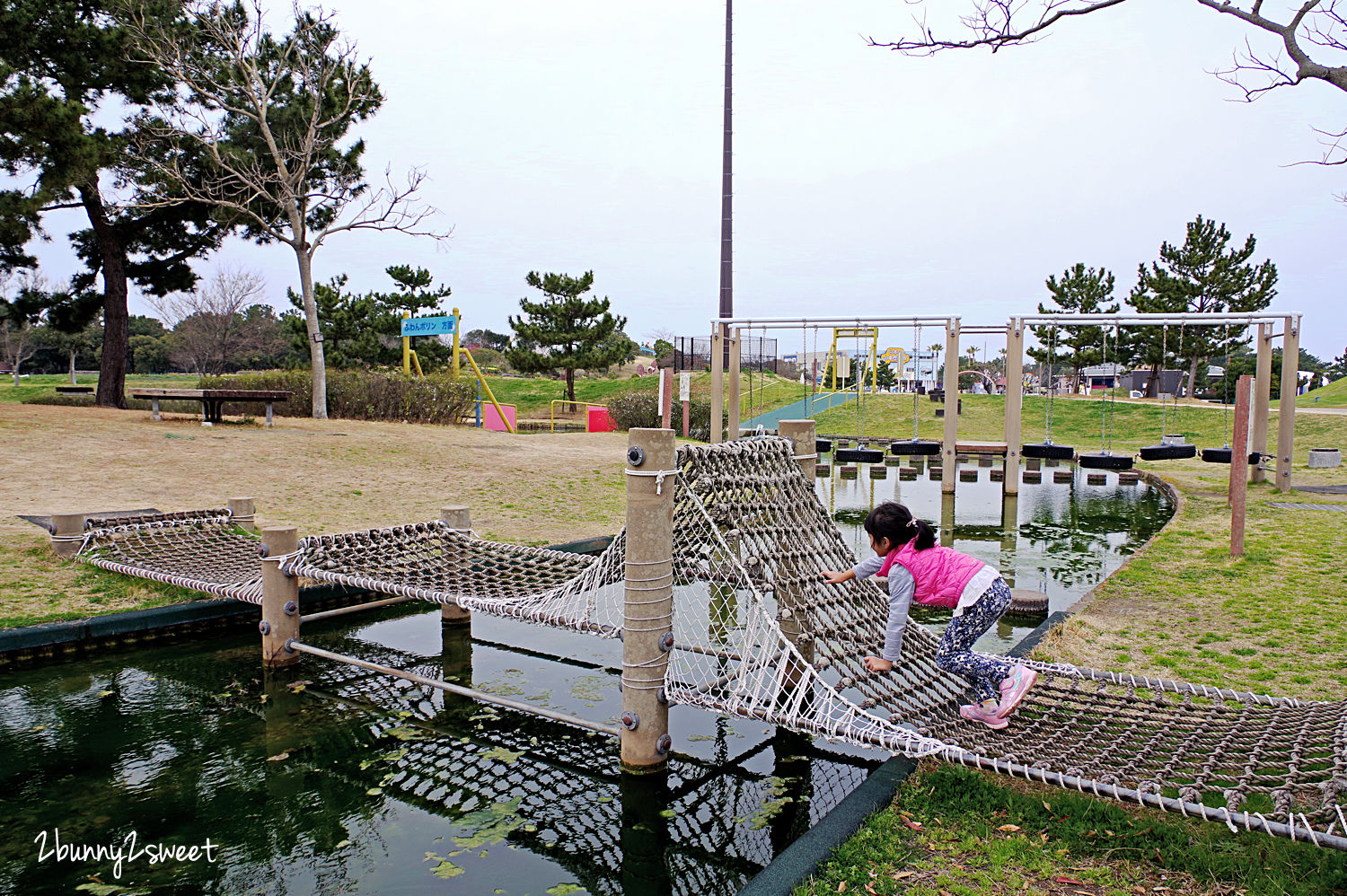 九州福岡特色公園》海之中道海濱公園｜海の中道海浜公園～雲朵蹦蹦床 x 超長溜滑梯 x 水上攀爬網 x 可愛動物區 x 夏季戲水池～親子遊福岡必玩超大型國營公園 @兔兒毛毛姊妹花