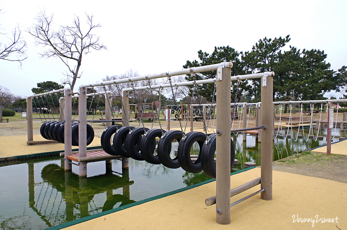 九州福岡特色公園》海之中道海濱公園｜海の中道海浜公園～雲朵蹦蹦床 x 超長溜滑梯 x 水上攀爬網 x 可愛動物區 x 夏季戲水池～親子遊福岡必玩超大型國營公園 @兔兒毛毛姊妹花