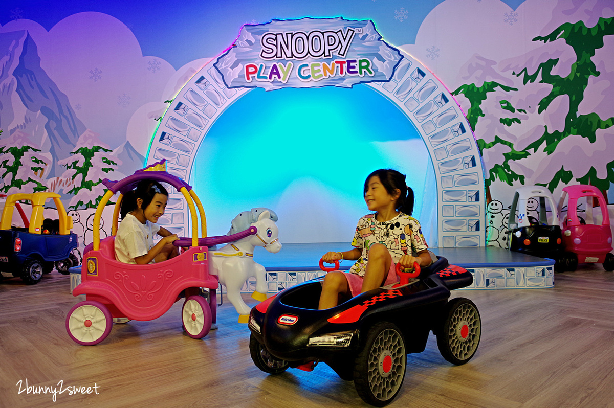 [台北。室內樂園] SNOOPY樂園大直旗艦店～和史努比一起登上太空玩溜滑梯、雪地玩沙嚕車車、角色扮演市集打工去～全台最大 SNOOPY 官方授權室內親子樂園｜史努比樂園｜ATT 4 Recharge｜室內景點｜雨天景點 @兔兒毛毛姊妹花