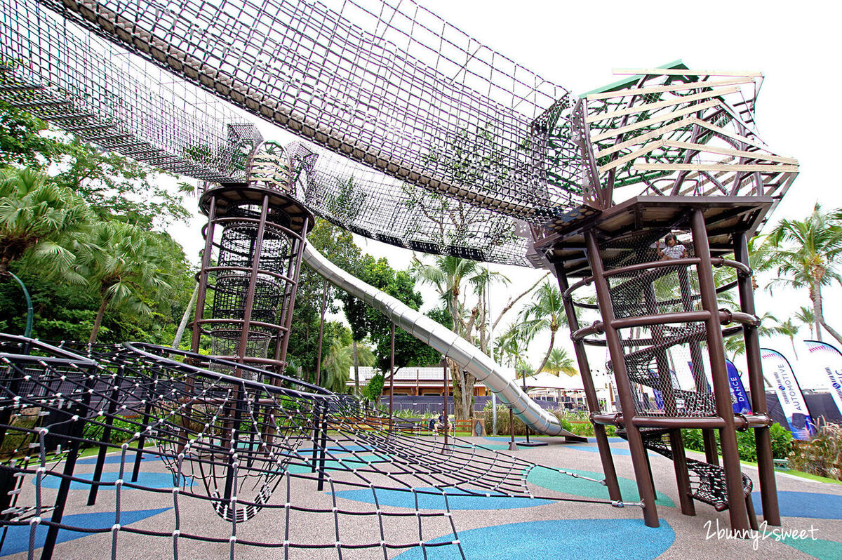 聖淘沙景點》Nestopia 樂享國~Siloso 西索海灘旁的親子遊樂園，攀爬繩網、超長溜滑梯超好玩 @兔兒毛毛姊妹花