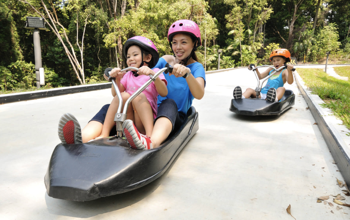 新加坡景點【Skyline Luge Singapore】聖淘沙必玩空中吊椅、斜坡滑車～無動力俯衝卡丁車超嗨 @兔兒毛毛姊妹花