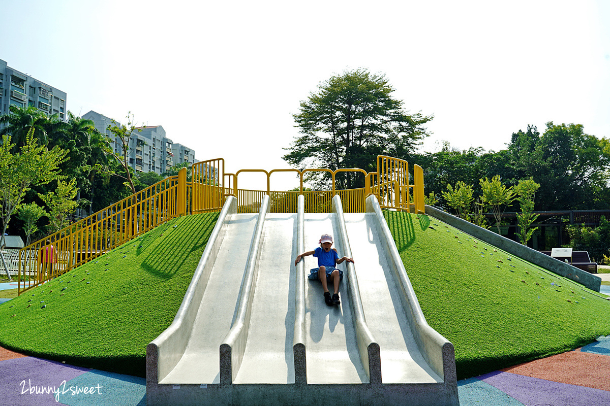 台南特色公園【竹溪水岸園區遊戲場】台南體運公園兒童遊樂場～超特別遊具，還有超美生態湖 @兔兒毛毛姊妹花